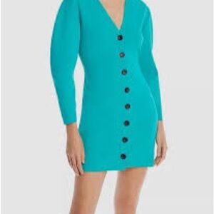 A.L.C. Nate button-front knit sweater mini dress in the color Jade